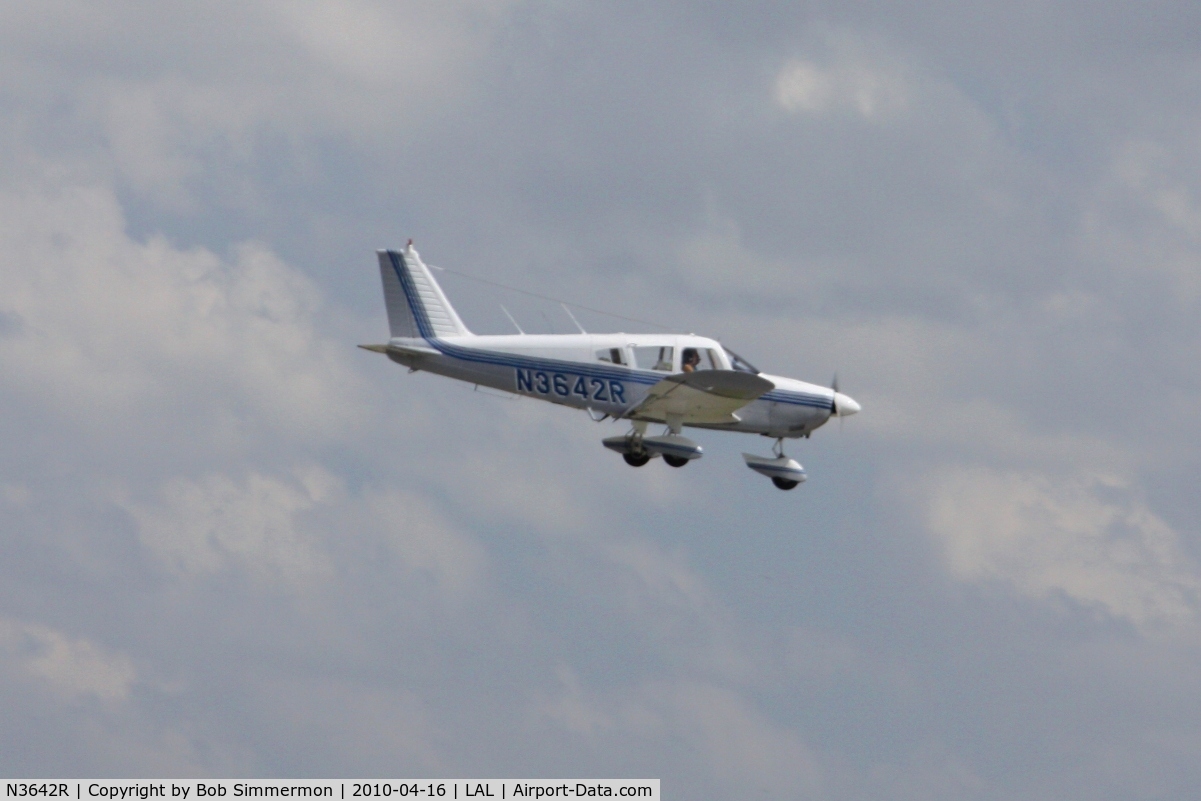 N3642R, 1970 Piper PA-28-180 Cherokee C/N 28-5738, Arriving at Lakeland, Florida during Sun N Fun 2010.