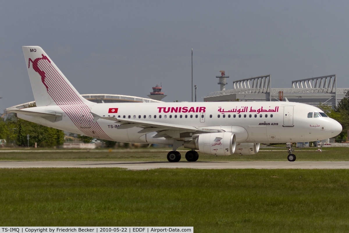 TS-IMQ, 2007 Airbus A319-112 C/N 3096, departing via RW18W