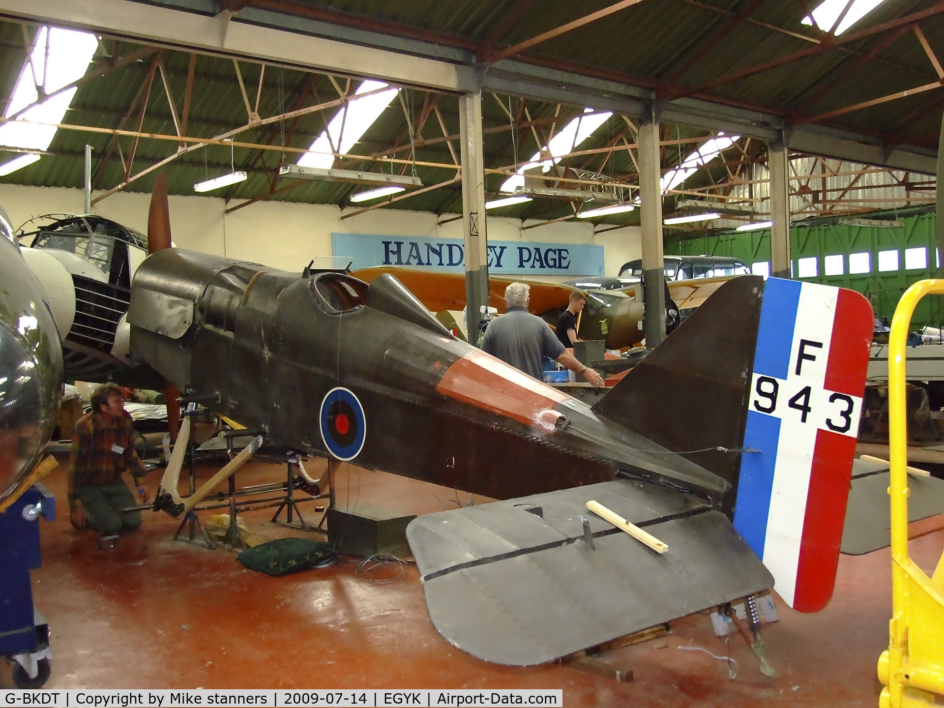 G-BKDT, Royal Aircraft Factory SE-5A Replica C/N 278, F943 in the workshop at the Yorkshire air museum,Elvington
