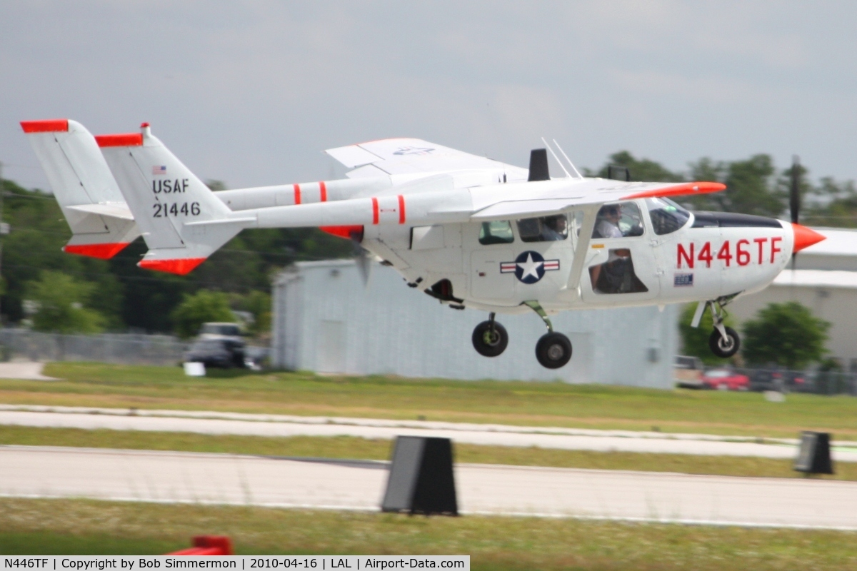 N446TF, Cessna 337A Super Skymaster C/N 337-0454, Arriving at Lakeland, Florida during Sun N Fun 2010.
