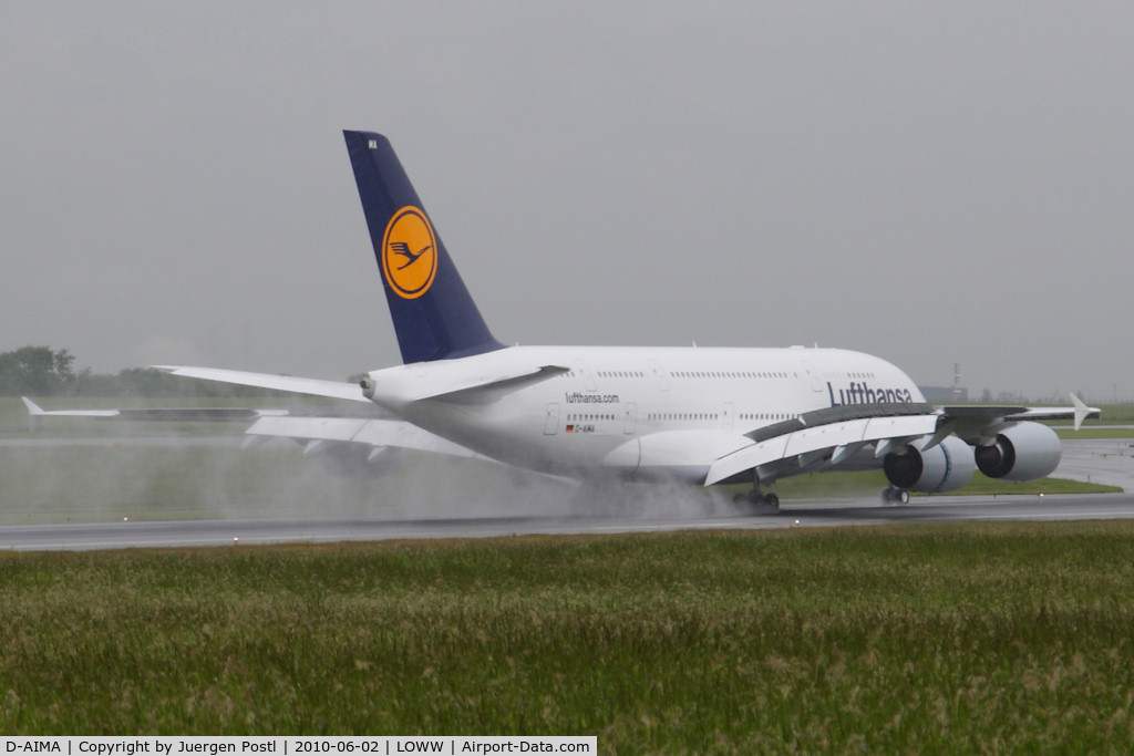 D-AIMA, 2010 Airbus A380-841 C/N 038, first landing in VIE/LOWW