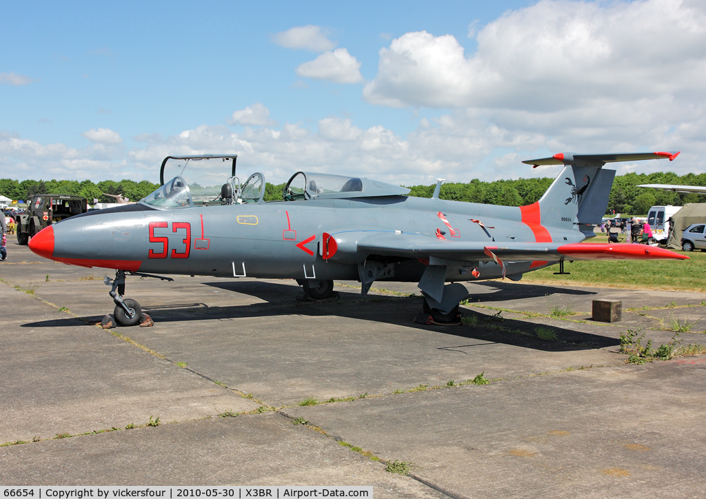 66654, Aero L-29 Delfin C/N 395189, Aero L-29 Delphin (c/n 395189). Former Romanian Air Force aircraft. Bruntingthorpe.