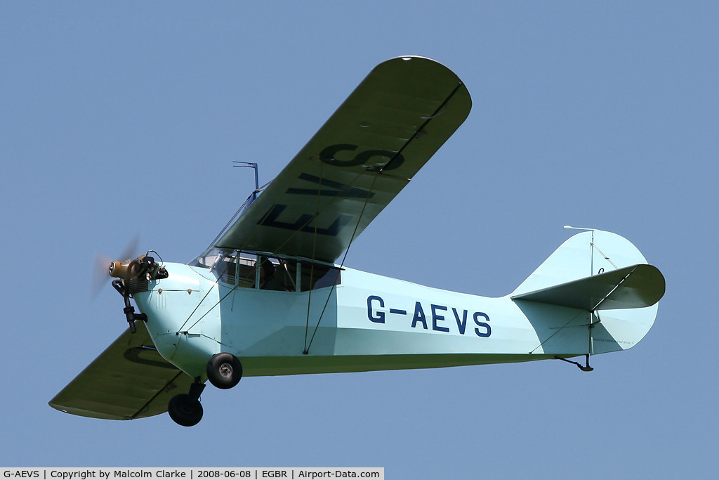 G-AEVS, 1937 Aeronca 100 C/N AB114, Aeronca 100 at Breighton Airfield in 2008.