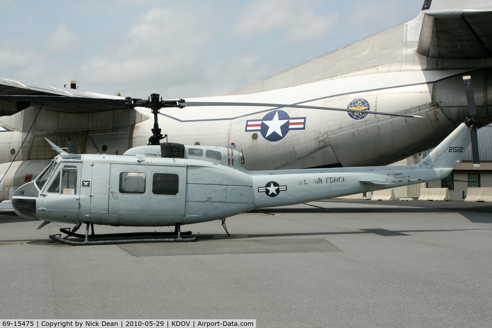 69-15475, 1969 Bell UH-1H Iroquois C/N 11763, KDOV displayed with fictitious 21512 as the s/n
