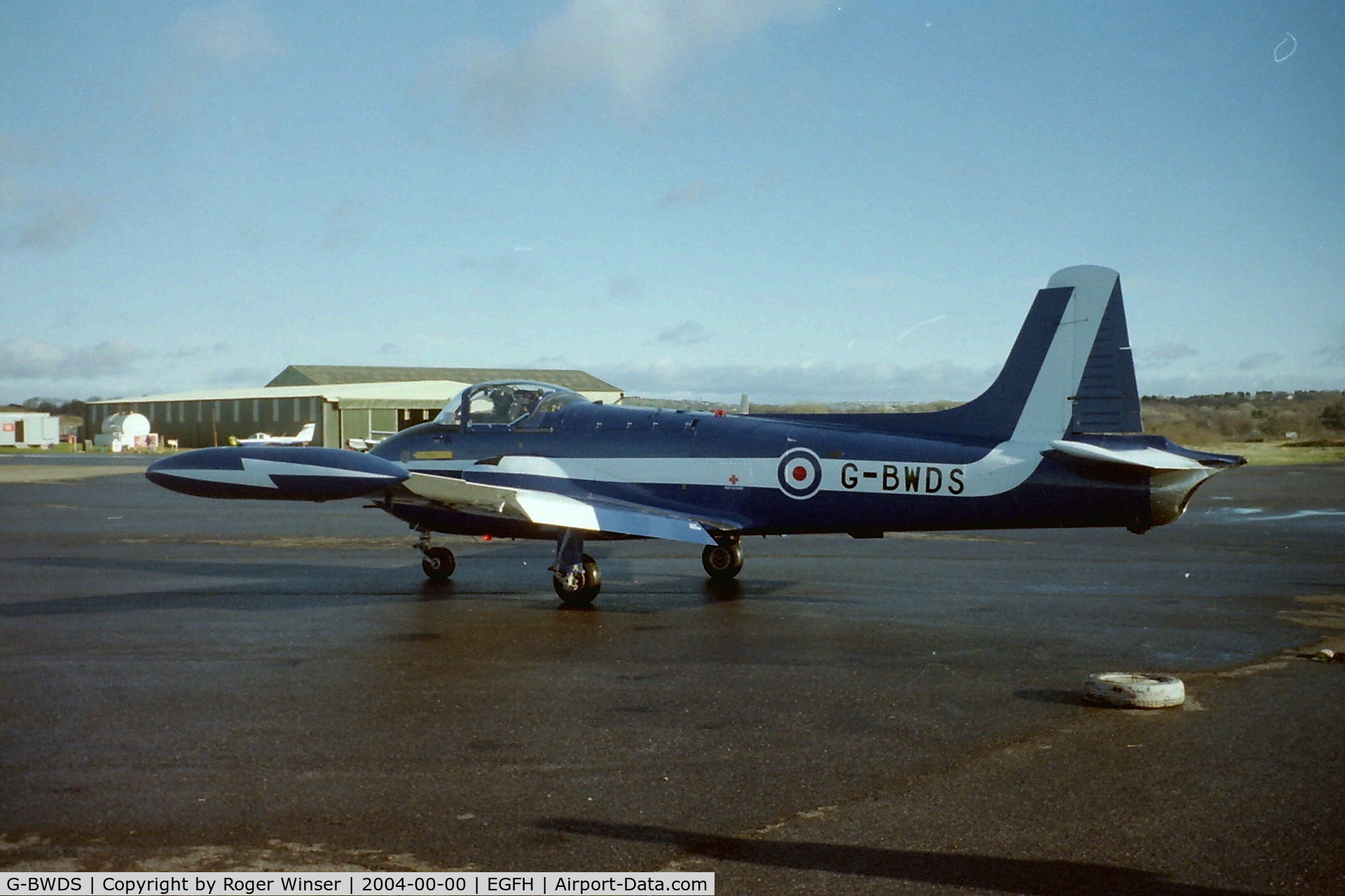 G-BWDS, 1960 Hunting P-84 Jet Provost T.3A C/N PAC/W/9231, Formerly XW424 in RAF service. Based at Swansea Airport in 2004?