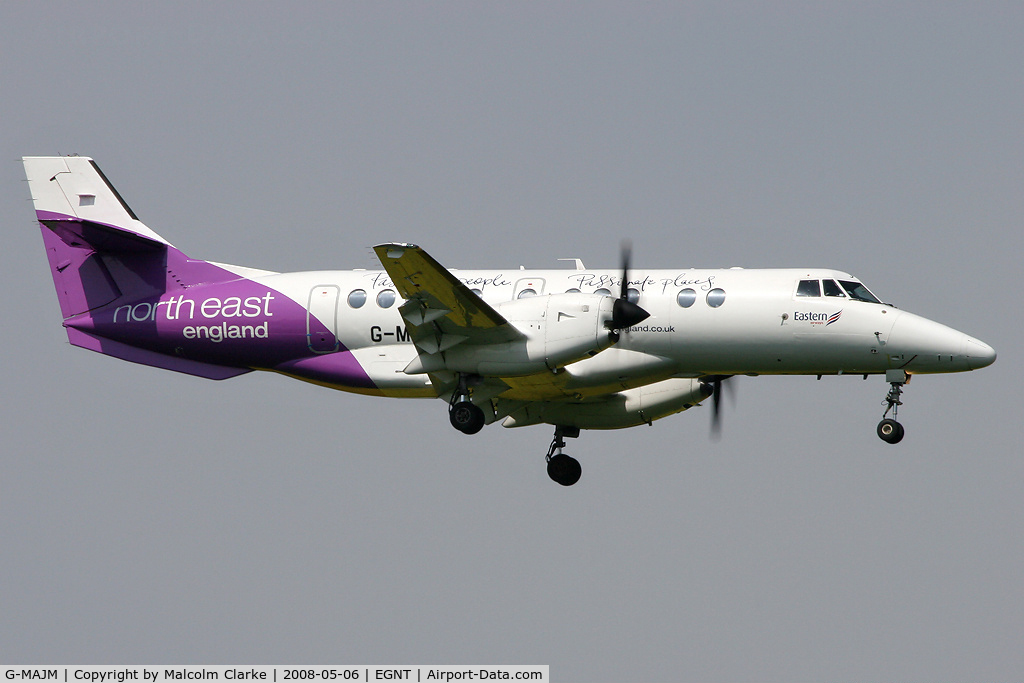 G-MAJM, 1996 British Aerospace Jetstream 41 C/N 41096, British Aerospace Jetstream 41 on approach to 07 at Newcastle Airport in 2008. A new livery for Eastern Airways advertising the north-east of England - 'passionate people, passionate places' !