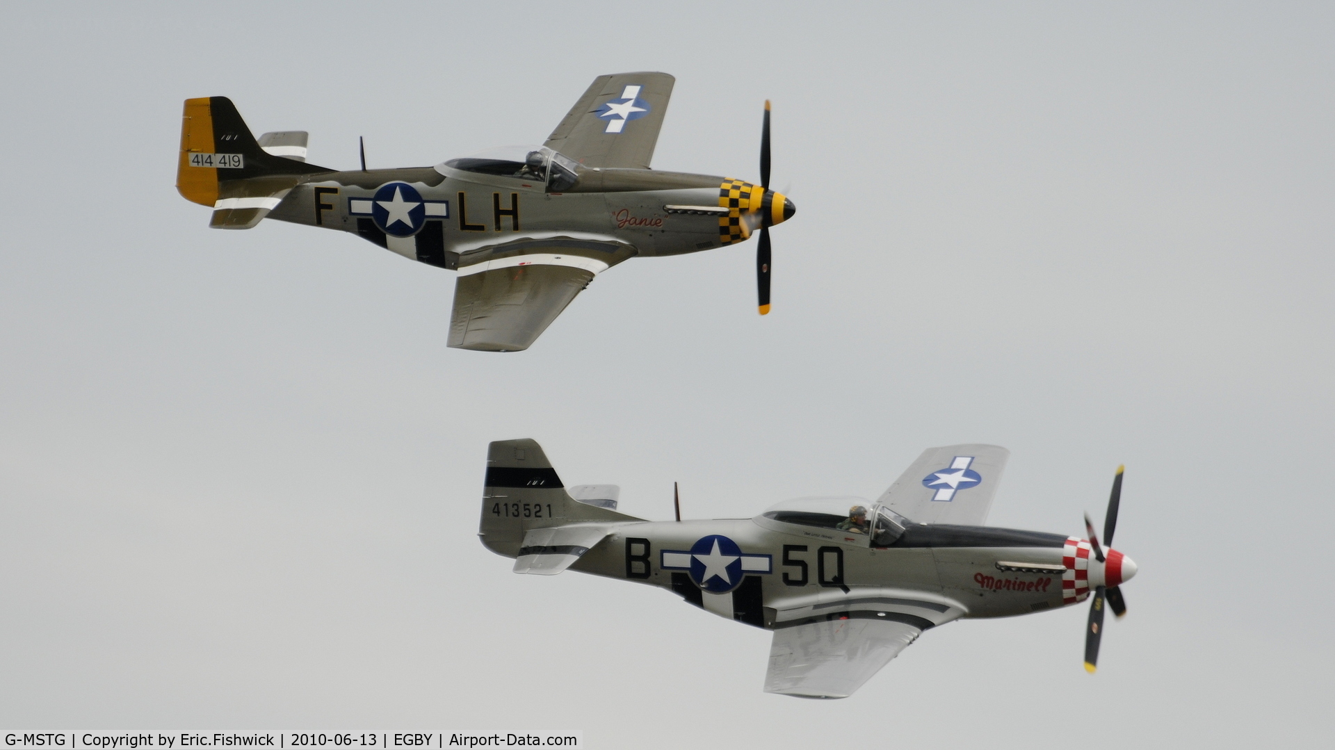 G-MSTG, 1945 North American P-51D Mustang C/N 124-48271, 45. 414419 'Janie' and 'Marinell' at Bentwaters Park Airshow June 2010