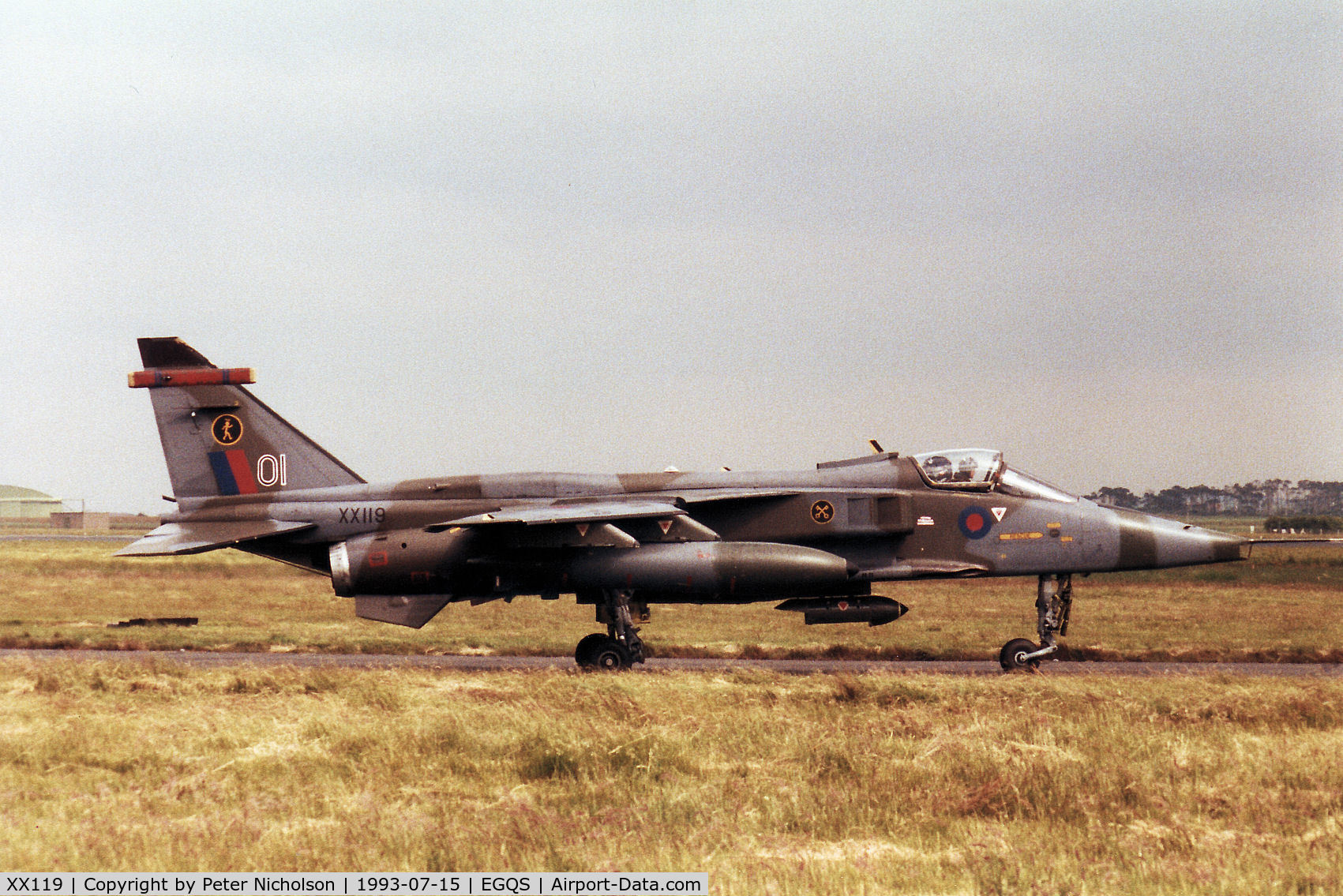 XX119, 1973 Sepecat Jaguar GR.1A C/N S.12, Jaguar GR.1A of 16[Reserve] Squadron at RAF Lossiemouth in the Summer of 1993.