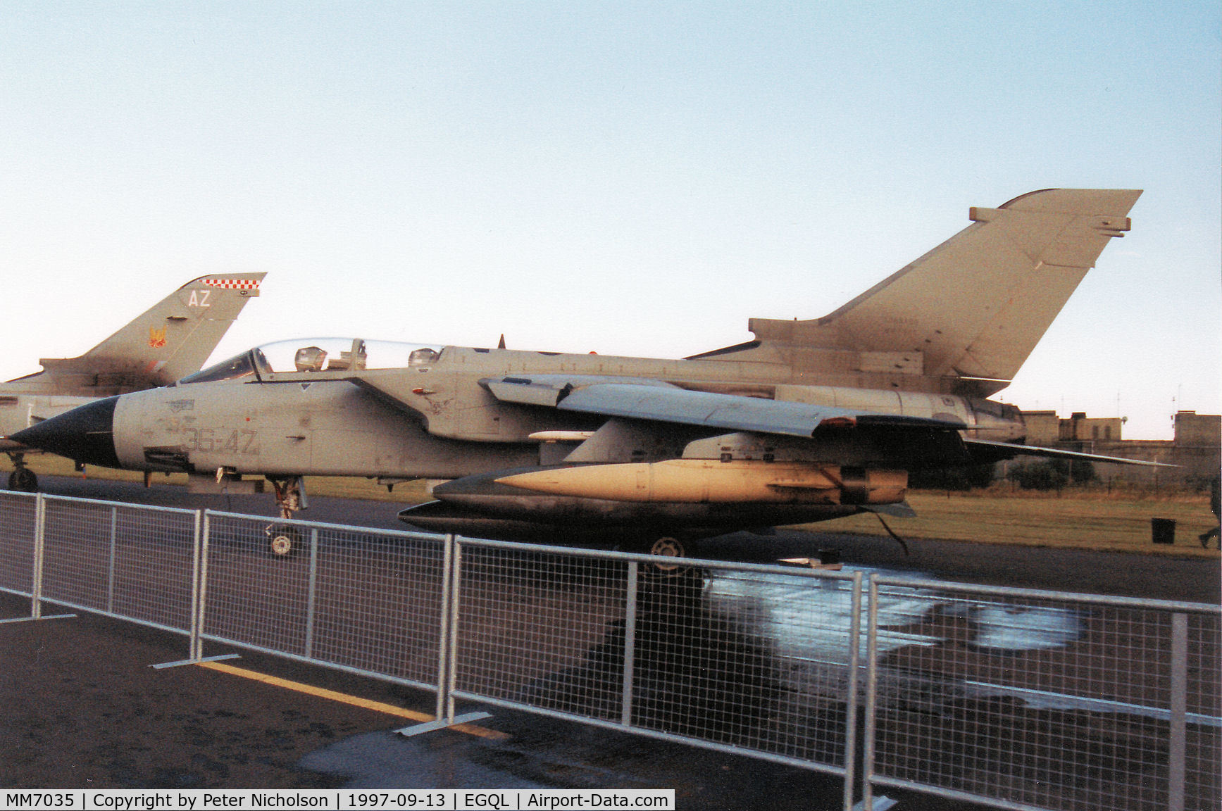 MM7035, Panavia Tornado IDS C/N 322/IS034/5044, Tornado IDS, callsign India 7050, of 36 Stormo on display at the 1997 RAF Leuchars Airshow.