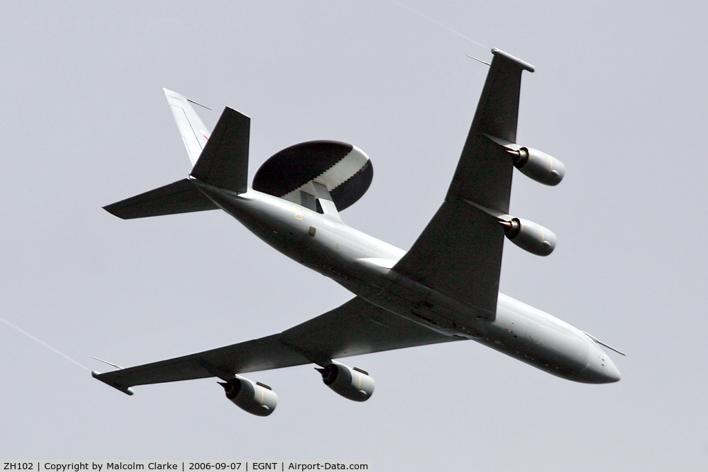 ZH102, 1990 Boeing E-3D Sentry AEW.1 C/N 24110, Boeing E-3D Sentry AEW1 (707-300) overflying Newcastle Airport in September 2006.