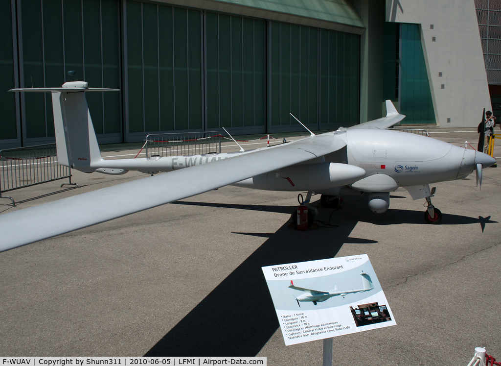 F-WUAV, 2009 Sagem S15 UAV Patroller V1 C/N 005, Drone on static display during LFMI Airshow 2010...