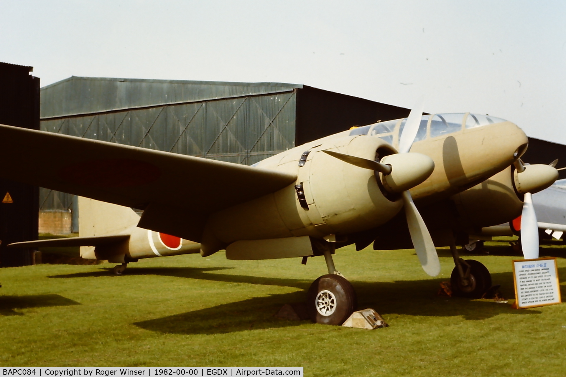 BAPC084, 1932 Mitsubishi Ki 46-III Dinah C/N 5439, Maintenance airframe 8484M/BAPC.84/5439 seen when part of the Historic Aircraft Collection at RAF St Athan in 1982.