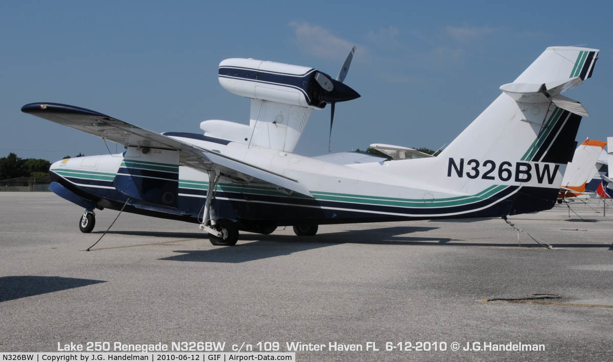 N326BW, 1990 Aerofab Inc LAKE 250 C/N 109, at Winter Haven FL