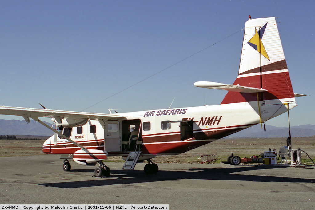 ZK-NMD, GAF N24A Nomad C/N N24A-60, GAF N-24A Nomad at Lake Tekapo, NZ in November 2001. Prior to a flight over Mount Cook and the alpine glaciers.