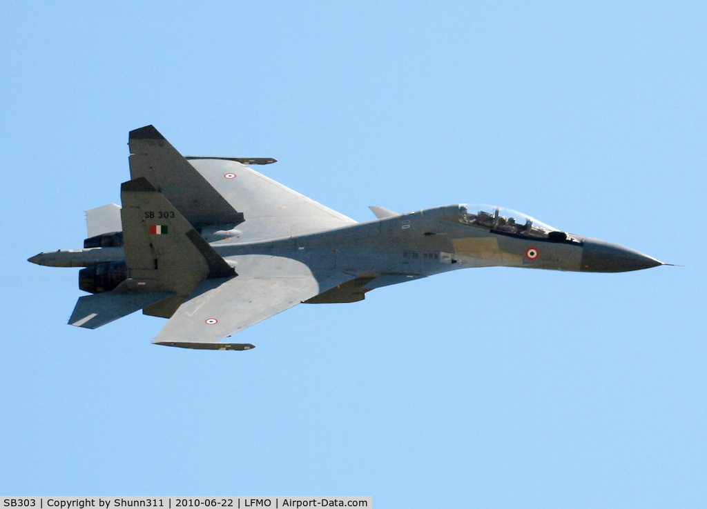 SB303, Sukhoi Su-30MKI C/N Not found SB303, Passing above the runway during Garuda 2010 Exercice...