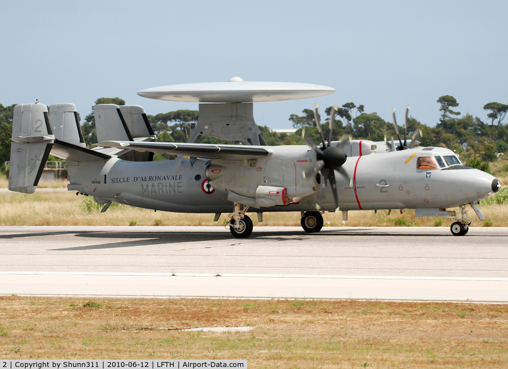 2, Grumman E-2C Hawkeye 2000 (G-123) C/N FR-2, Landing rwy 23 with special 100th anniversary markings...