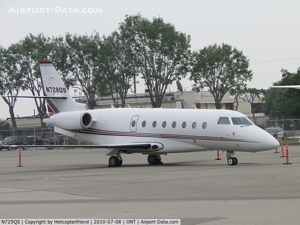 N729QS, 2005 Israel Aircraft Industries Gulfstream 200 C/N 118, Parked on southside of Ontario