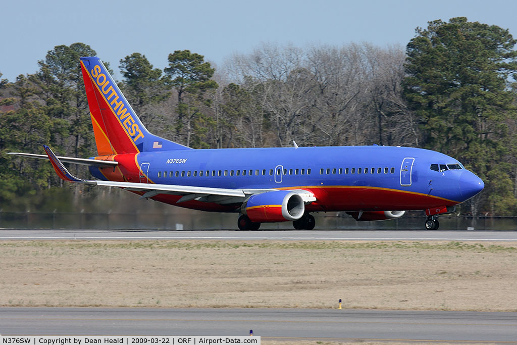 N376SW, 1994 Boeing 737-3H4 C/N 26584, Southwest Airlines N376SW (FLT SWA738) starting takeoff roll on RWY 23 enroute to Baltimore/Washington Int'l (KBWI).