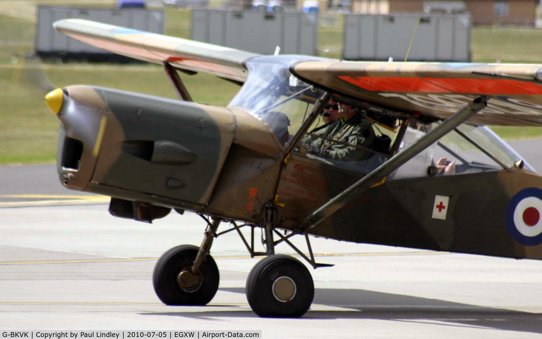 G-BKVK, 1954 Auster AOP.9 C/N AUS/10/2, departing after the airshow