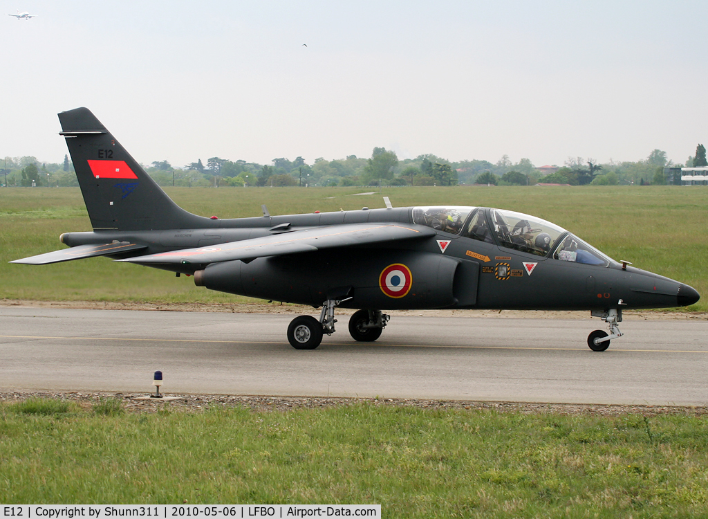 E12, Dassault-Dornier Alpha Jet E C/N E12, Taxiing holding point rwy 32R for departure...