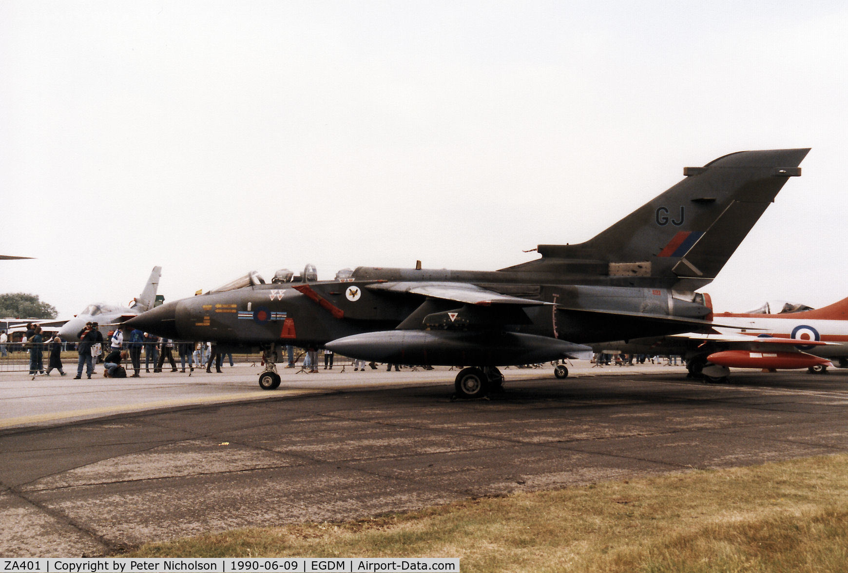 ZA401, 1982 Panavia Tornado GR.1A C/N 206/BS068/2207, Tornado GR.1A of 20 Squadron on loan to the A&AEE on display at the 1990 Boscombe Down Battle of Britain 50th Anniversary Airshow.