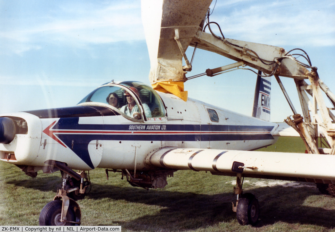 ZK-EMX, NZ Aerospace FU24A-954 C/N 278, Taken at Kaiwera/Gore in 1995 and EMX was about 3 years new. David Lund is the Pilot