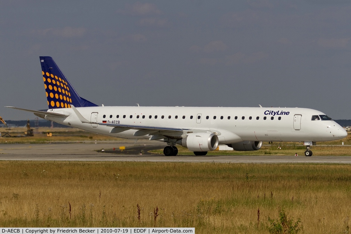 D-AECB, 2009 Embraer 190LR (ERJ-190-100LR) C/N 19000332, departing via RW18W