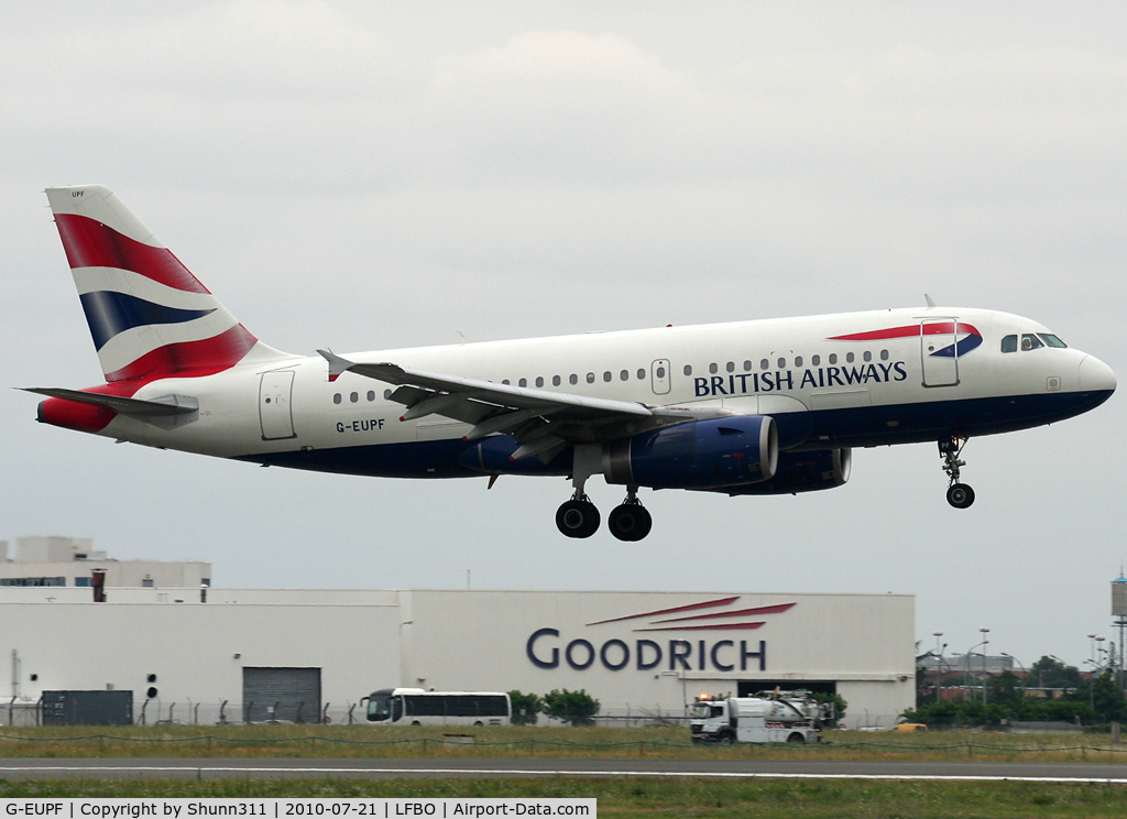 G-EUPF, 2000 Airbus A319-131 C/N 1197, Landing rwy 32R