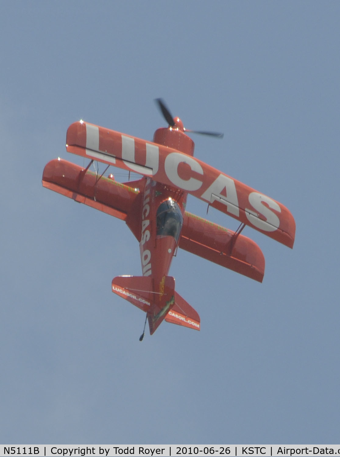 N5111B, 1998 Pitts S-1-11B Super Stinker C/N 4003, performing at the 2010 Great Minnesota Air Show