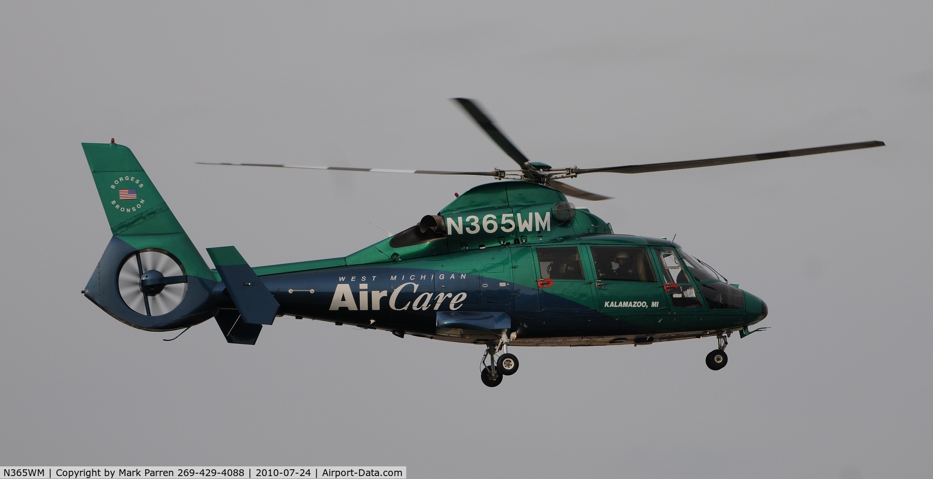N365WM, 1991 Aerospatiale AS-365N-2 Dauphin C/N 6429, Arriving Lakeland Hospital, Saint Joseph, Michigan 7/24/2010