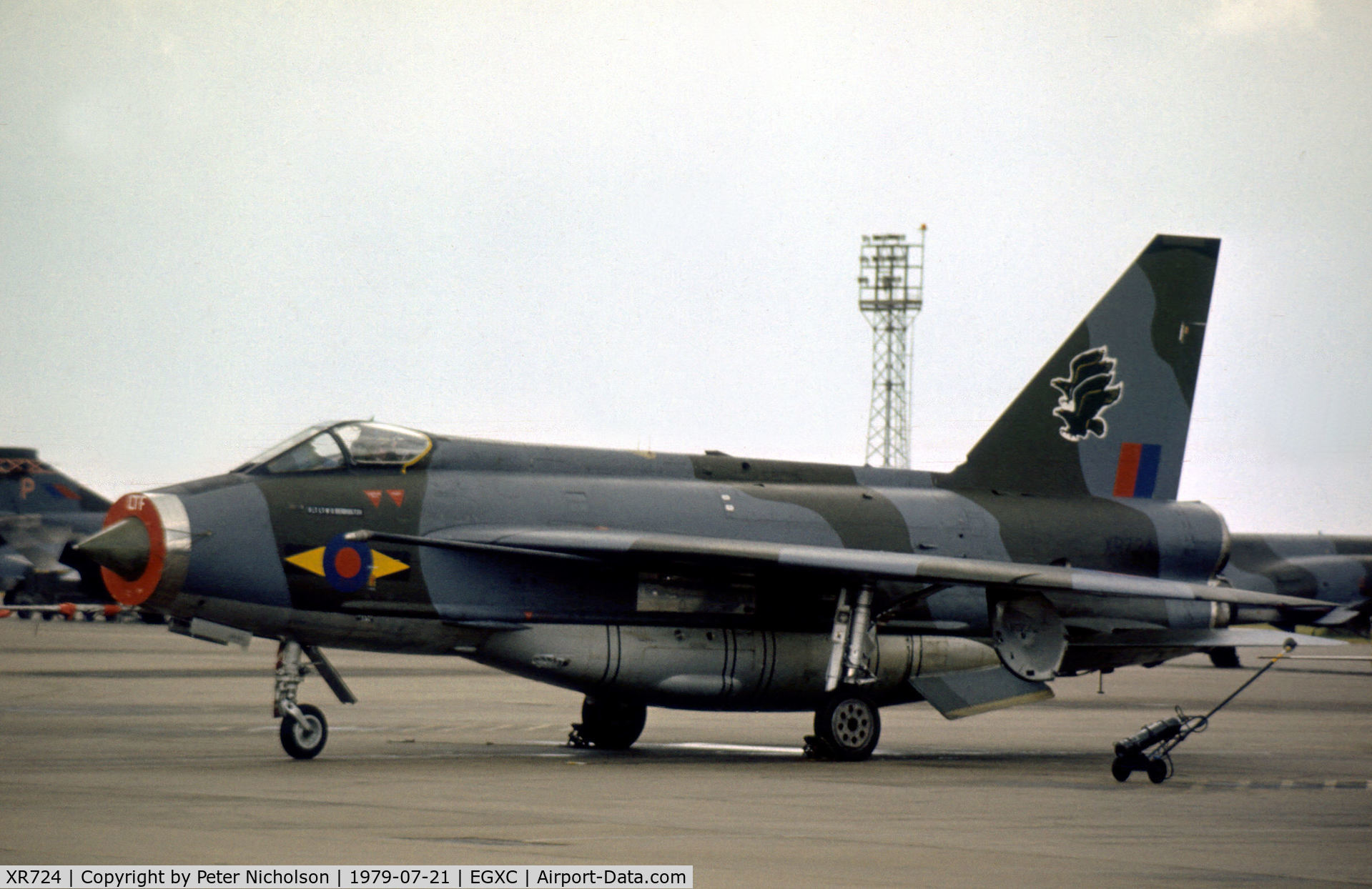 XR724, 1965 English Electric Lightning F.6 C/N 95207, Lightning F.6 of 11 Squadron on the flight line at the 1979 RAF Coningsby Airshow.