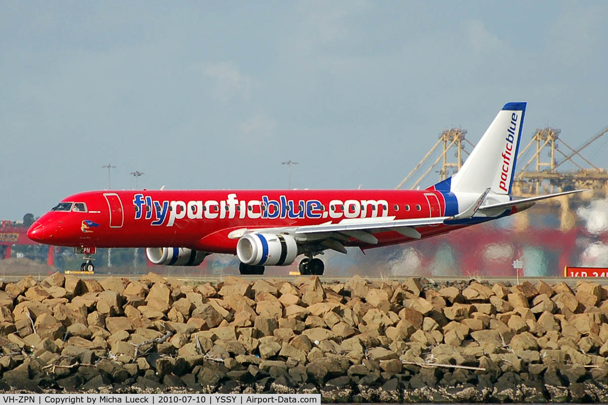 VH-ZPN, 2009 Embraer 190AR (ERJ-190-100IGW) C/N 19000312, At Sydney