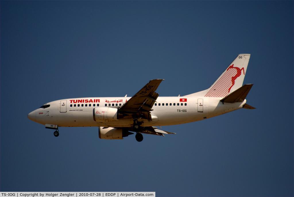 TS-IOG, 1992 Boeing 737-5H3 C/N 26639, Flight TU 4240 from Djerba/Tunisia arrives at LEJ.