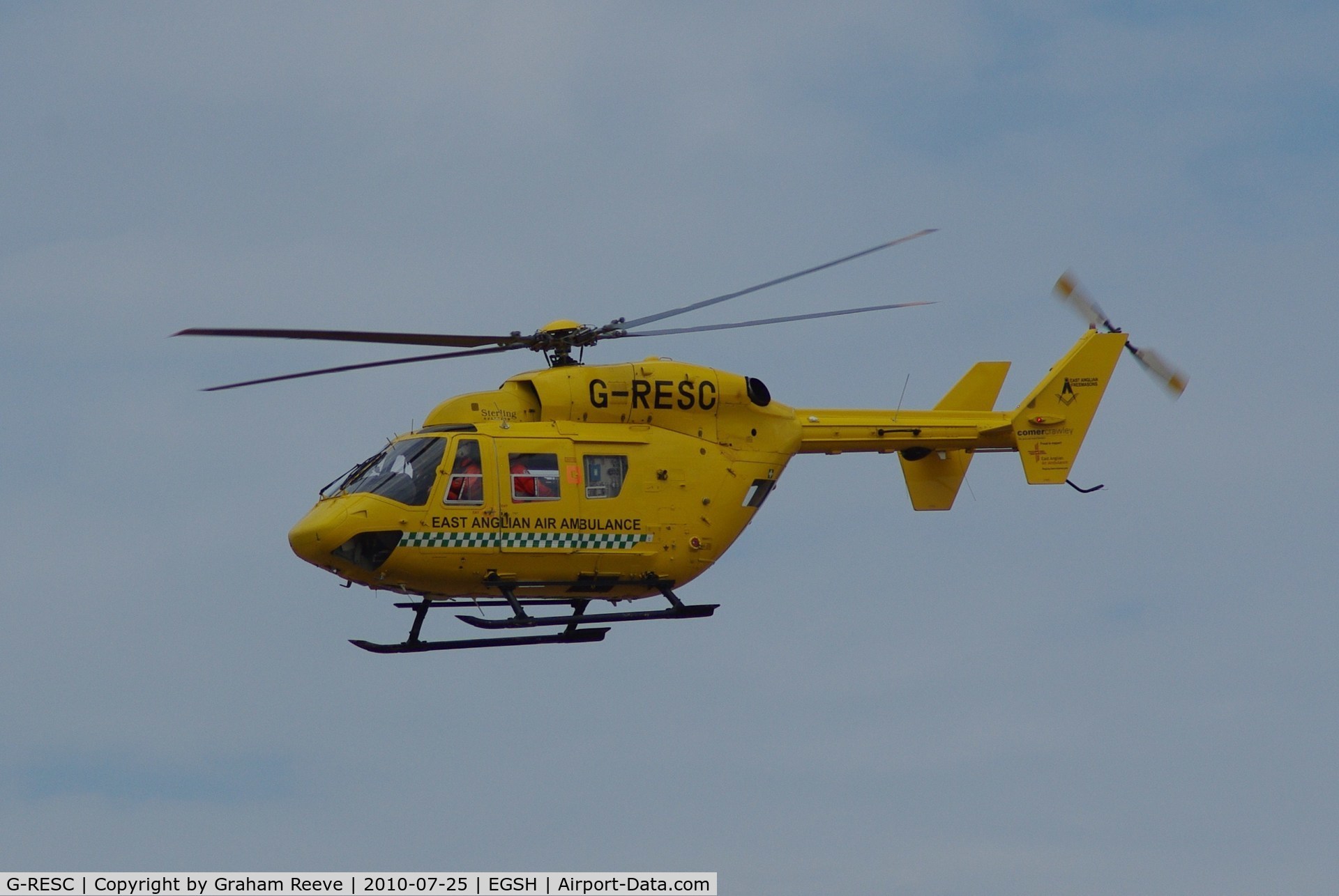 G-RESC, 1996 Eurocopter-Kawasaki BK-117C-1 C/N 7504, On finals to Norwich.