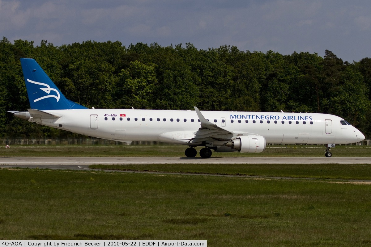 4O-AOA, 2008 Embraer 195LR (ERJ-190-200LR) C/N 19000180, departing via RW18W