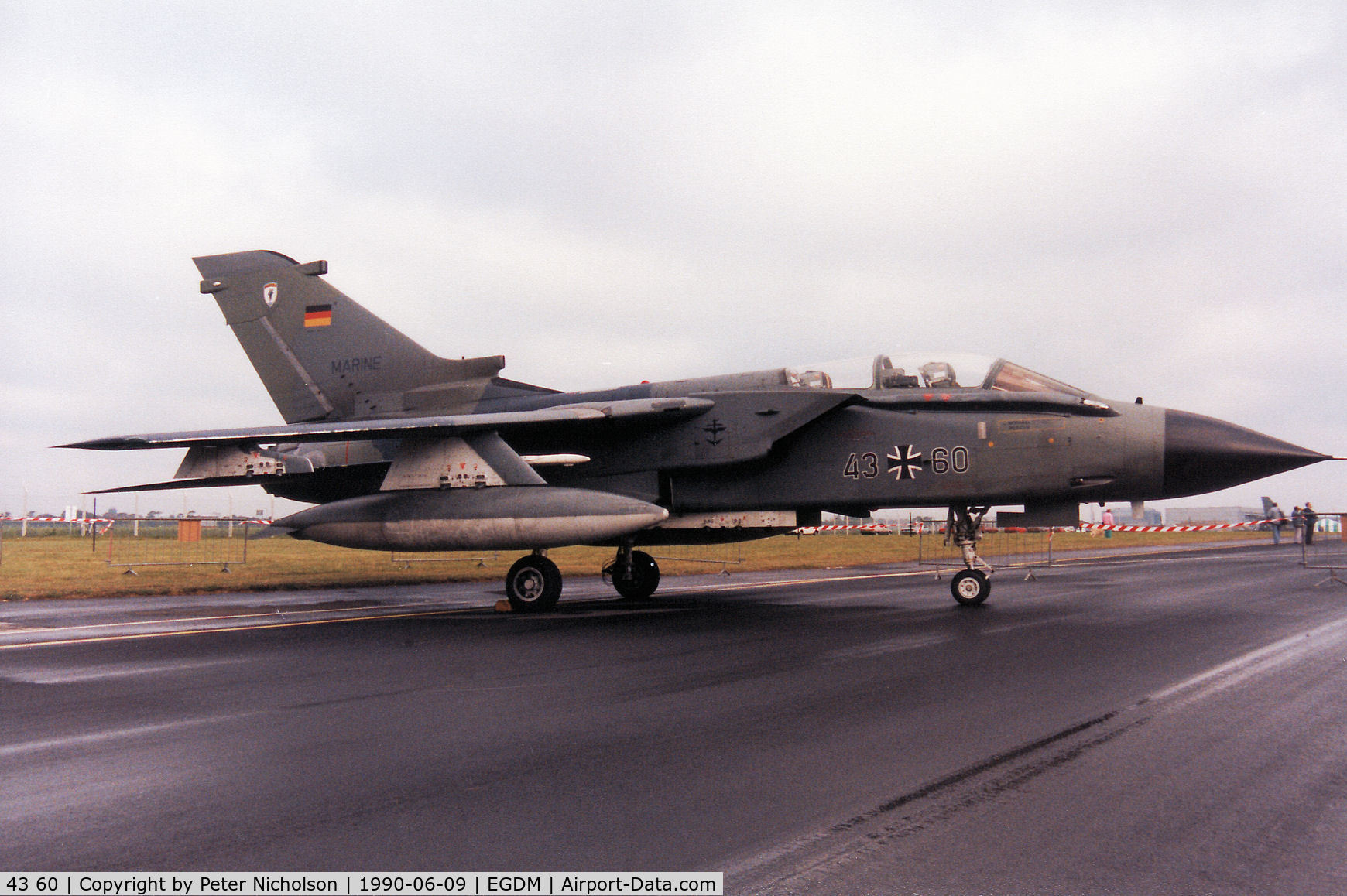 43 60, Panavia Tornado IDS C/N 160/GS033/4060, Tornado IDS, callsign German Navy 4598, of MFG-1 on display at the 1990 Boscombe Down Battle of Britain 50th Anniversary Airshow.