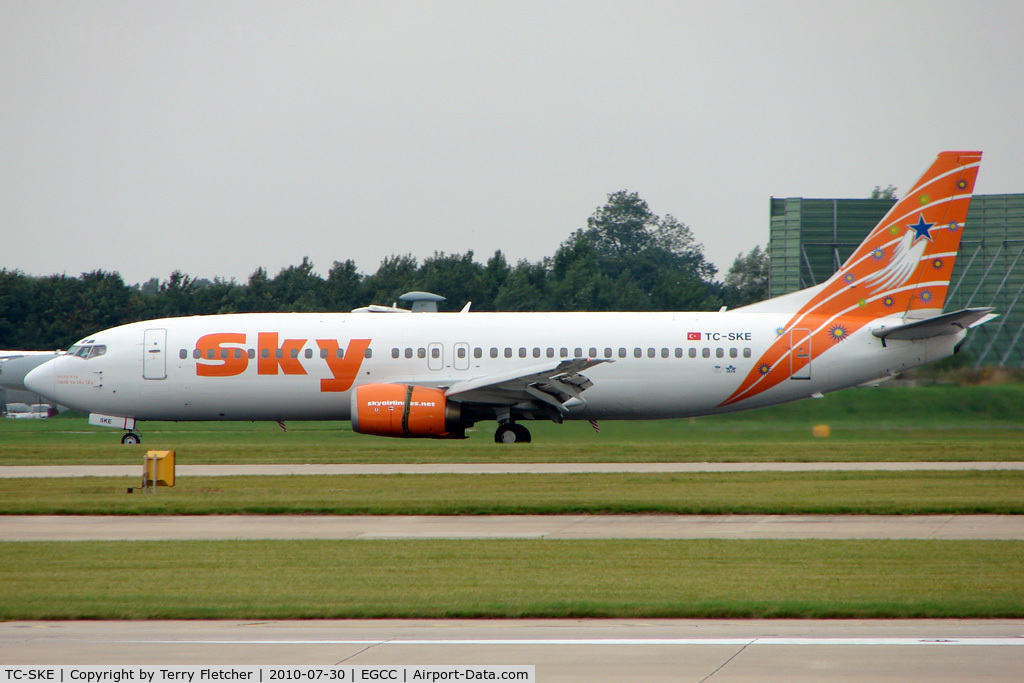 TC-SKE, 1992 Boeing 737-4Q8 C/N 25163, Sky Airlines of Turkey Boeing 737-4Q8, c/n: 25163 arriving at Manchester UK