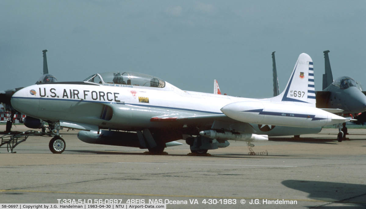 58-0697, 1958 Lockheed T-33A Shooting Star C/N 580-1666, at NAS Oceana VA