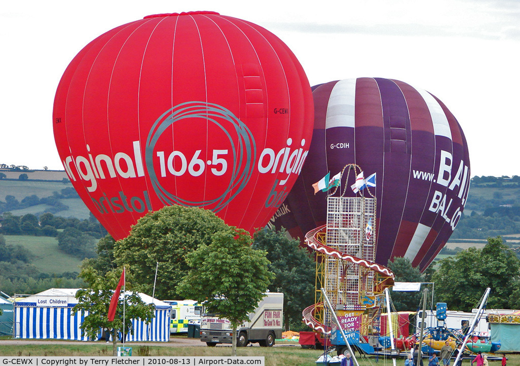 G-CEWX, 2008 Cameron Balloons Z-350 C/N 11092, CAMERON BALLOONS LTD 
Type: CAMERON Z-350 
Serial No.: 11092 
at 2010 Bristol Balloon Fiesta