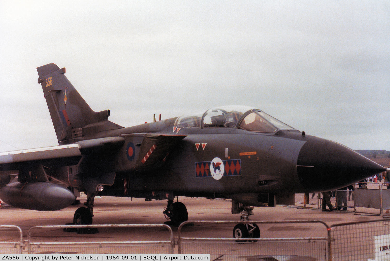 ZA556, 1981 Panavia Tornado GR.1 C/N 075/BS020/3040, Tornado GR.1 of 45[Reserve] Squadron at RAF Honington on display at the 1984 RAF Leuchars Airshow.