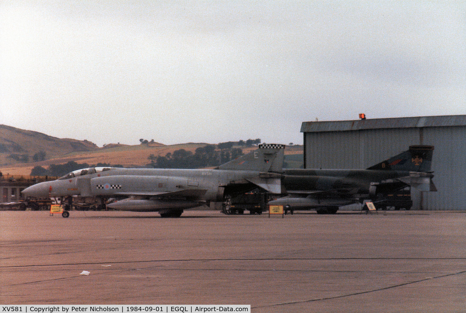 XV581, 1969 McDonnell Douglas Phantom FG1 C/N 3235/9335, Phantom FG.1 of 43 Squadron was on Quick Reaction Alert duty with XV 583 of 111 Squadron during the 1984 RAF Leuchars Airshow.