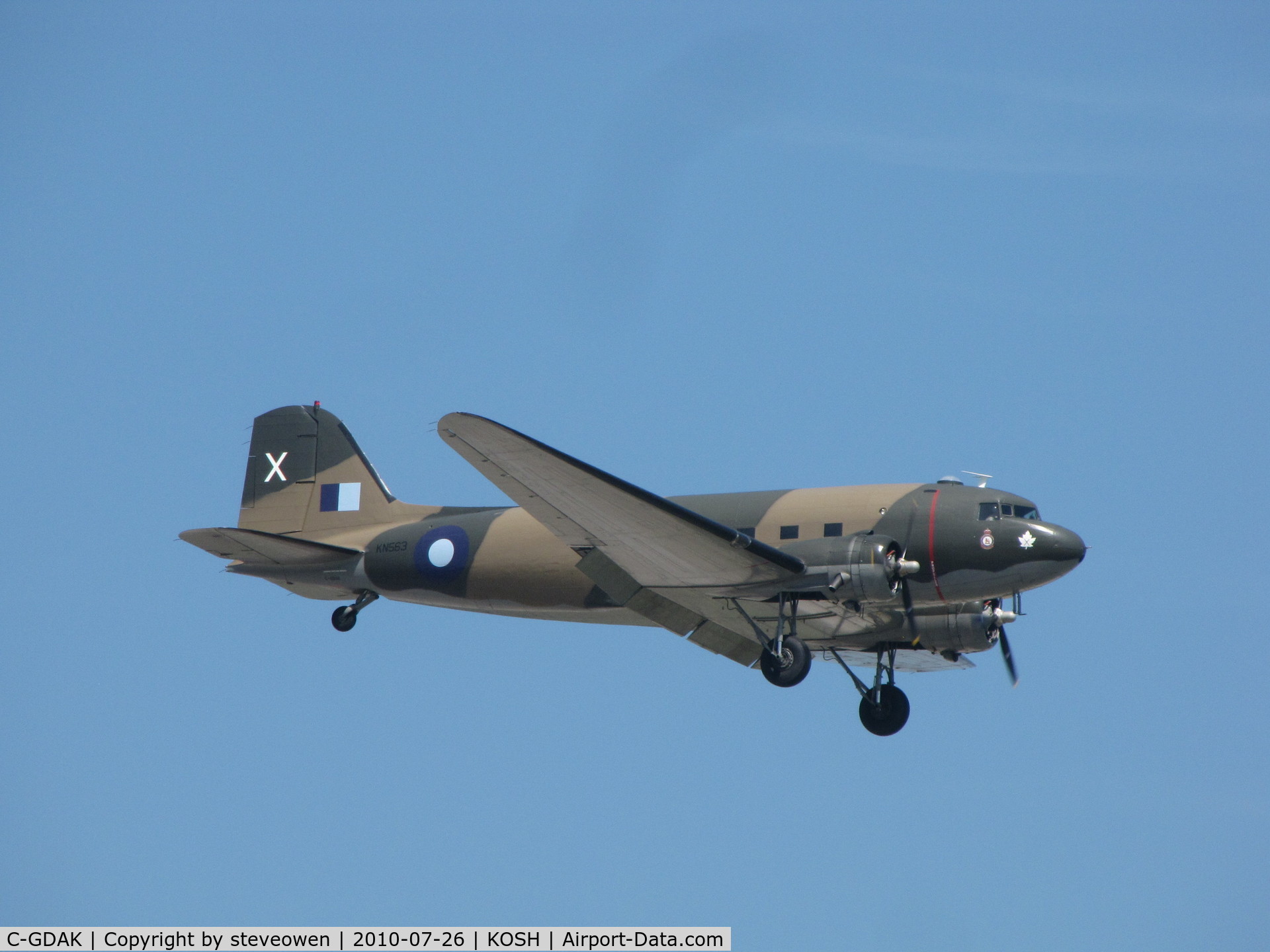 C-GDAK, 1939 Douglas DC-3-G202A C/N 2141, Canadian C-47 Past of the Mass arrival of Dc-3's at Oshkosh2010