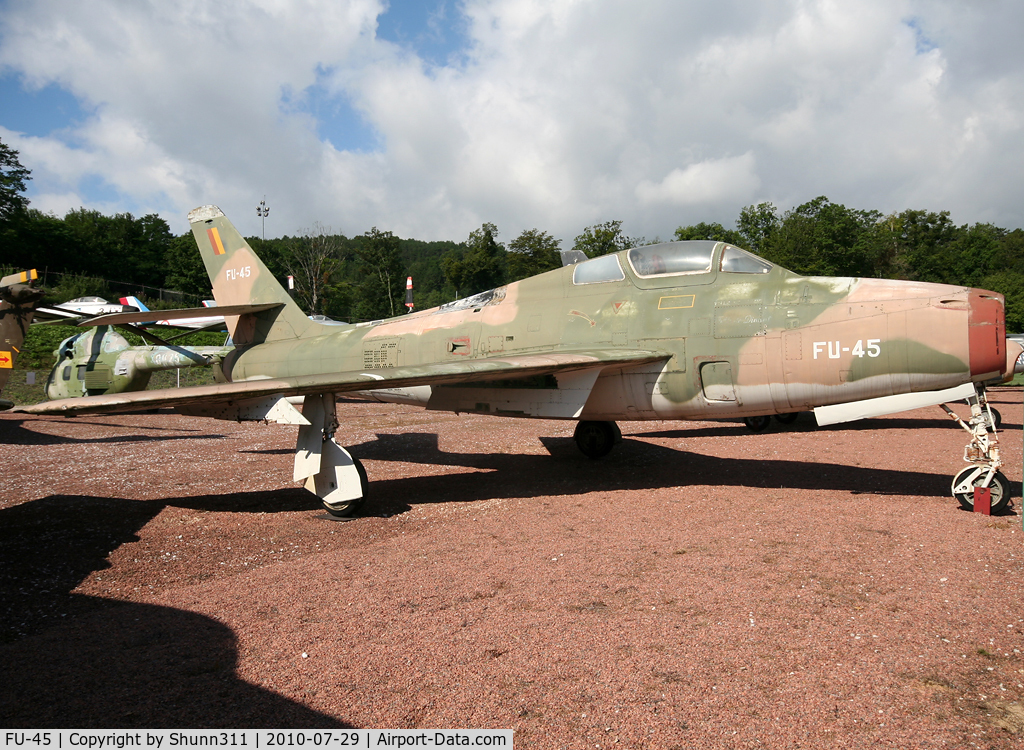 FU-45, Republic F-84F Thunderstreak C/N Not found (FU-45/52-7210), Belgium Air Force F-84F preserved inside the Savigny-les-Beaune Museum...