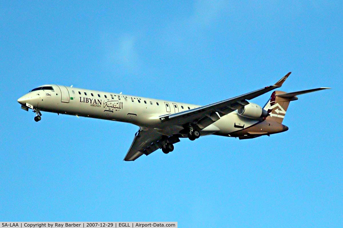 5A-LAA, 2007 Bombardier CRJ-900ER (CL-600-2D24) C/N 15120, Canadair CRJ-900 [15120] (Libyan Airlines) Home~G 29/12/2007