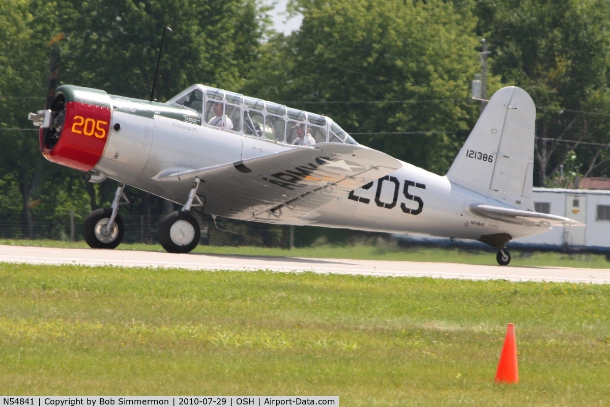 N54841, 1941 Consolidated Vultee BT-13A C/N 5225, Departing Airventure 2010 - Oshkosh, Wisconsin