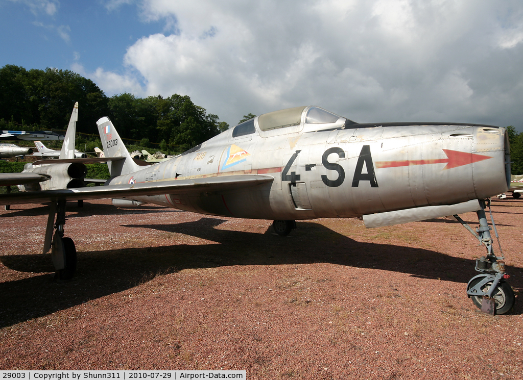 29003, General Motors F-84F Thunderstreak C/N Not found 52-9003, French Air Force F-84F preserved inside Savigny-les-Beaune Museum... Tail from FU-21 and coded as '708'