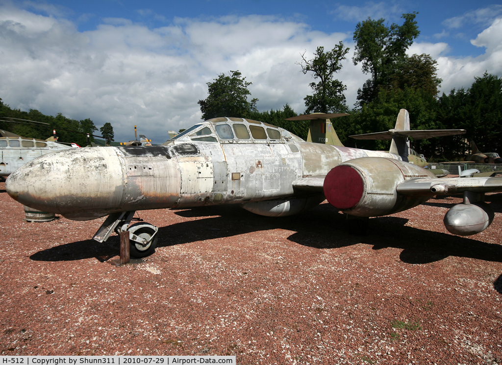 H-512, 1953 Gloster Meteor TT.20 C/N AW5562, S/n 5562 - Denmark Air Force Gloster Meteor NF-11 preserved inside Savigny-les-Beaune Museum... Also serialled as 'SE-DCF'