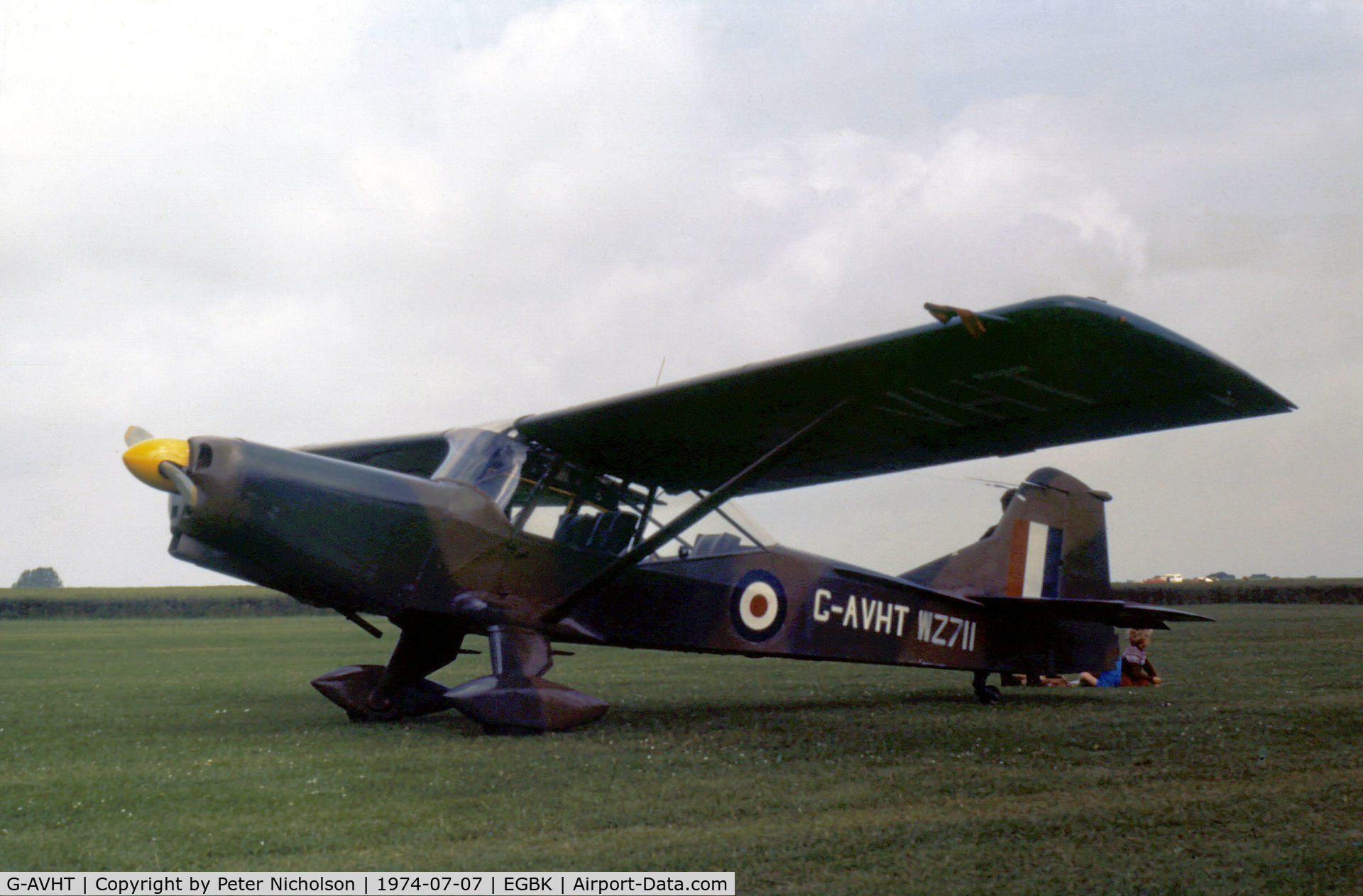 G-AVHT, 1954 Auster AOP.9 C/N B5/10/36, Auster AOP.9  WZ711 at the 1974 Popular Flying Association's Fly-In at Sywell.