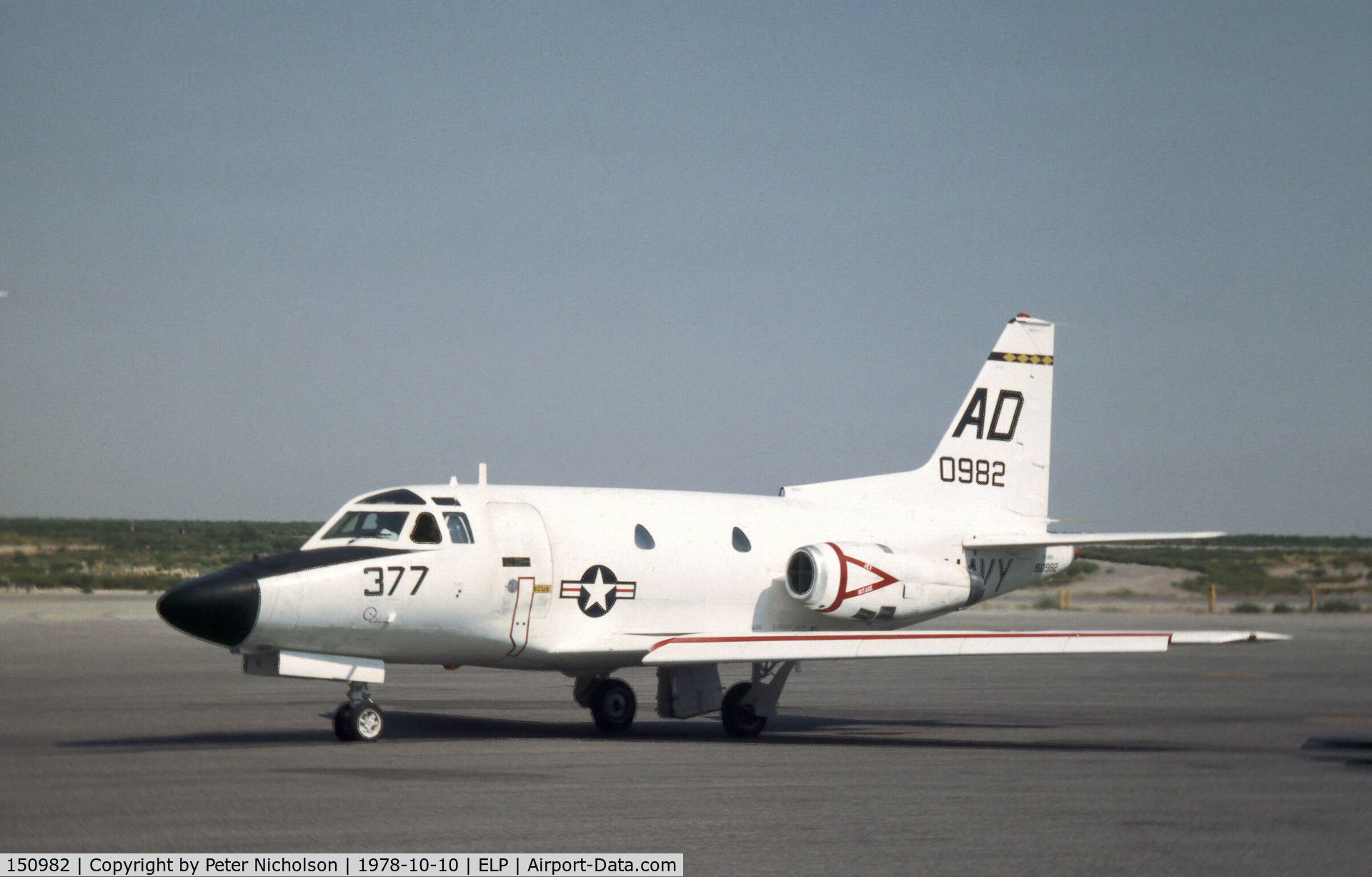 150982, North American T-39D Sabreliner C/N 285-14, T-39D Sabreliner of Squadron VA-174 on transit through El Paso in October 1978.