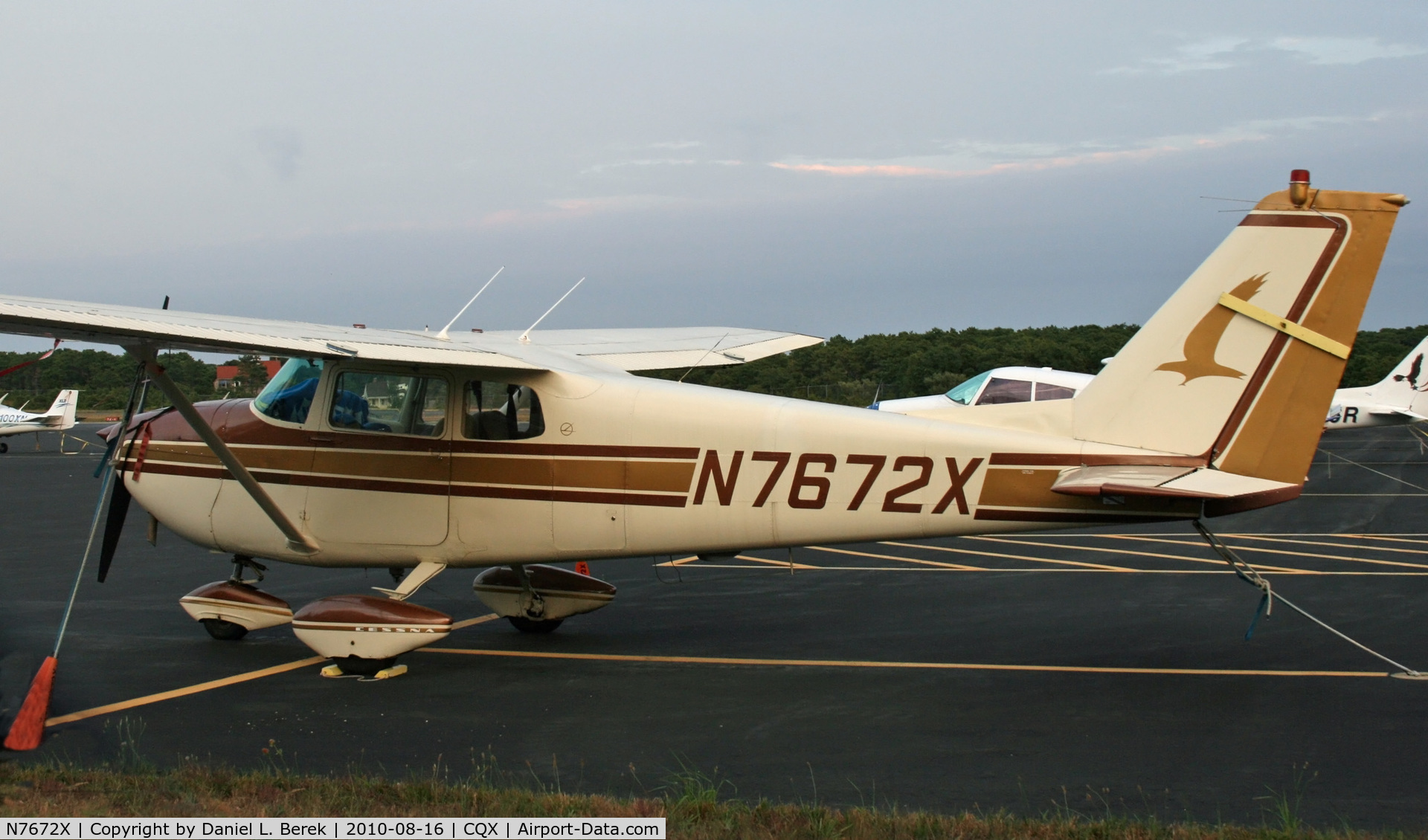 N7672X, 1961 Cessna 172B C/N 17248172, Handsome 1961 Skyhawk sits at Chatham Municipal Airport, Cape Cod, MA.